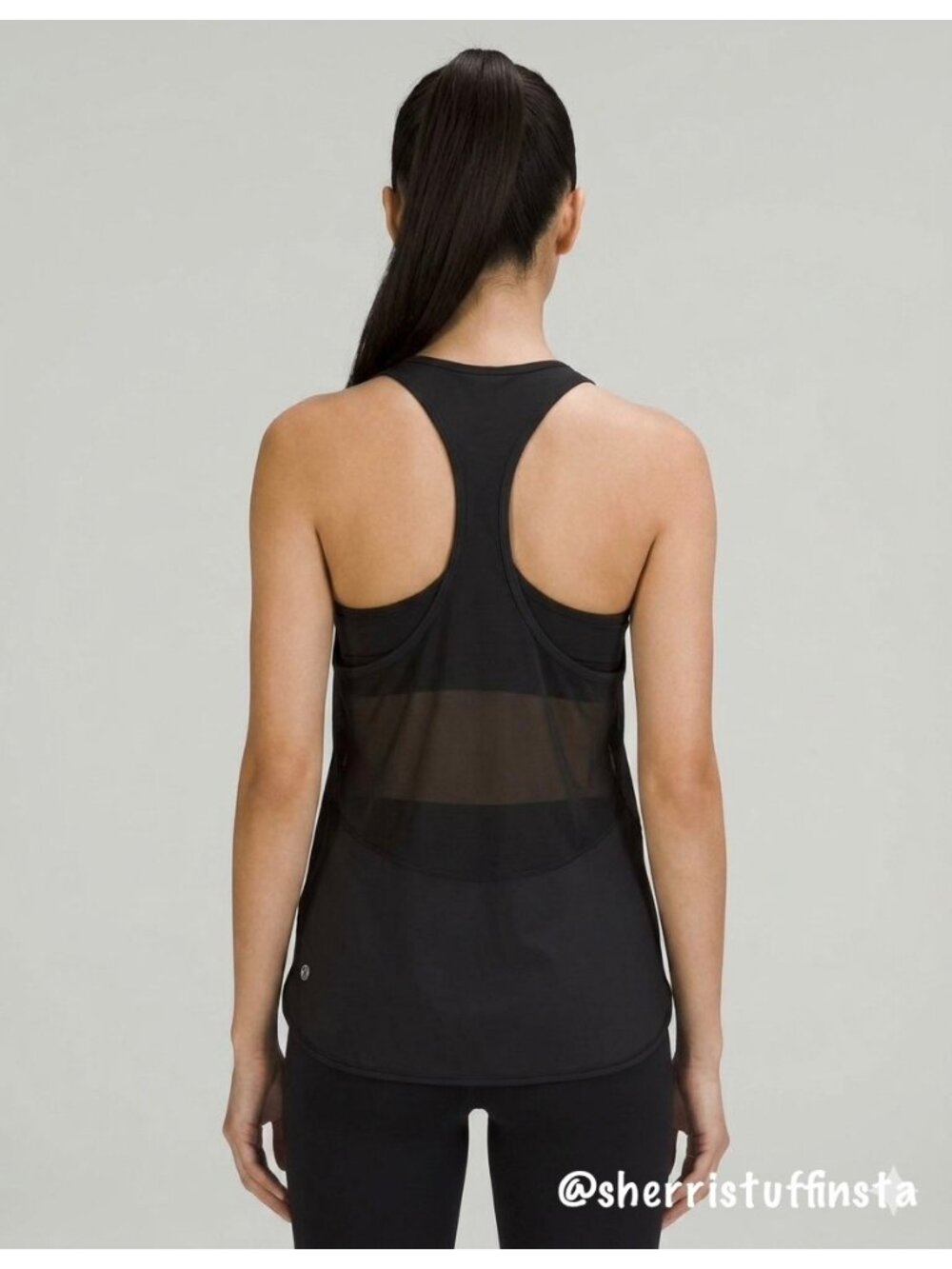 lululemon athletica Black Racerback Mesh-Panel Tank Top